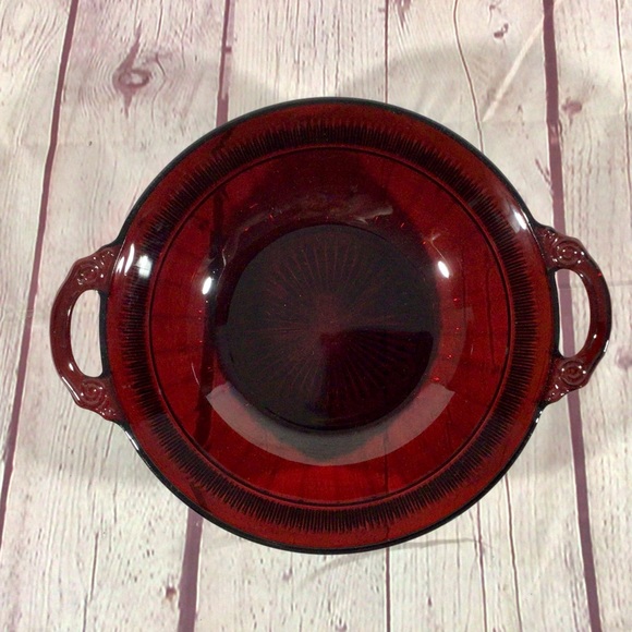 Vintage Anchor Hocking Ruby Red Glass Coronation Pattern 7 Piece Bowl Set - Picture 7 of 15